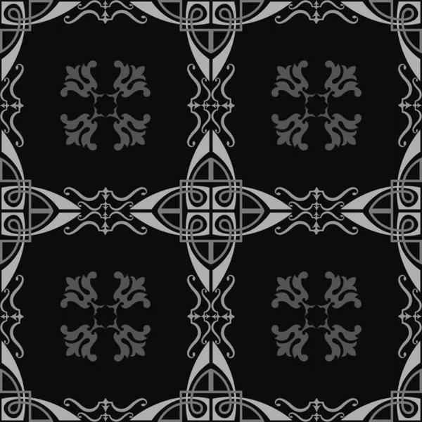 Pattern Seamless Monochrome Gray Tones Arabic Asian Style Background Tracery — Stockový vektor