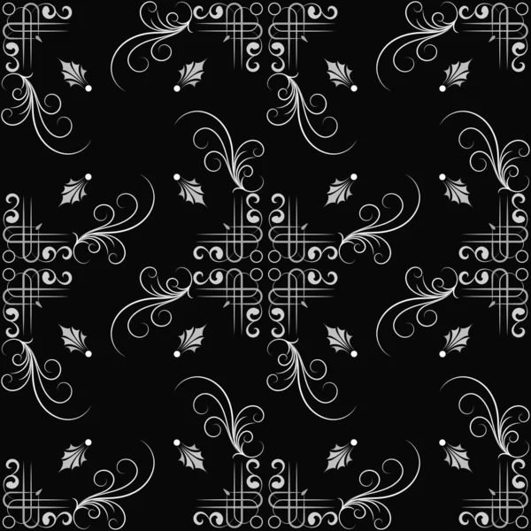 Pattern Seamless Monochrome Gray Tones Arabic Asian Style Background Tracery — Archivo Imágenes Vectoriales