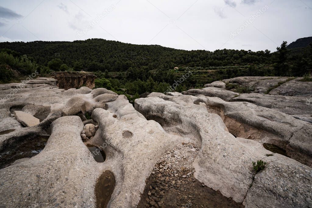 landscape of white stones with strange shapes in nature
