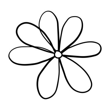 Beyaz arka planda izole edilmiş şirin karalama karikatürü Daisy Flowers. Papatya Kuşu simgesi.