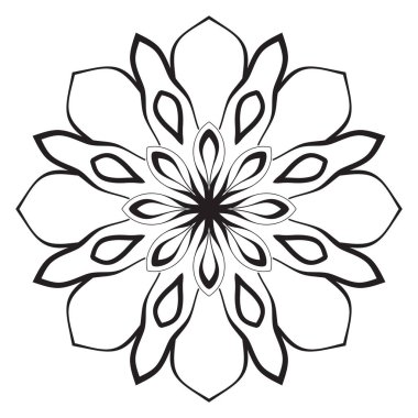 Tatlı Mandala. Süslü, yuvarlak karalama çiçeği beyaz arka planda izole edilmiş. Etnik doğu tarzında Geometrik dekoratif süs.