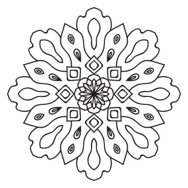 Tatlı Mandala. Süslü, yuvarlak karalama çiçeği beyaz arka planda izole edilmiş. Etnik doğu tarzında Geometrik dekoratif süs.