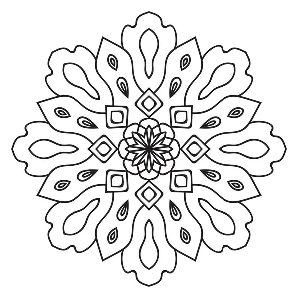 Joli Mandala Fleur Ronde Ornementale Gribouillis Isolée Sur Fond Blanc — Image vectorielle