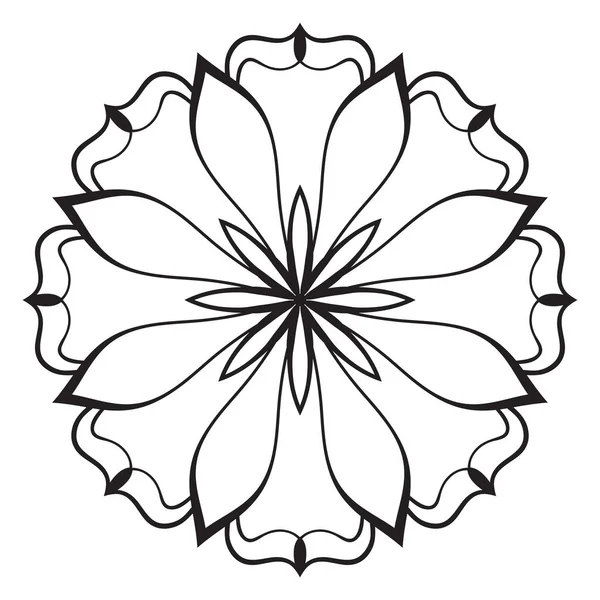 Tatlı Mandala Süslü Yuvarlak Karalama Çiçeği Beyaz Arka Planda Izole — Stok Vektör