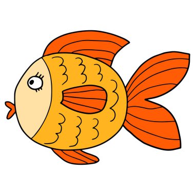 Güzel karikatür el çizilmiş Altın balık.