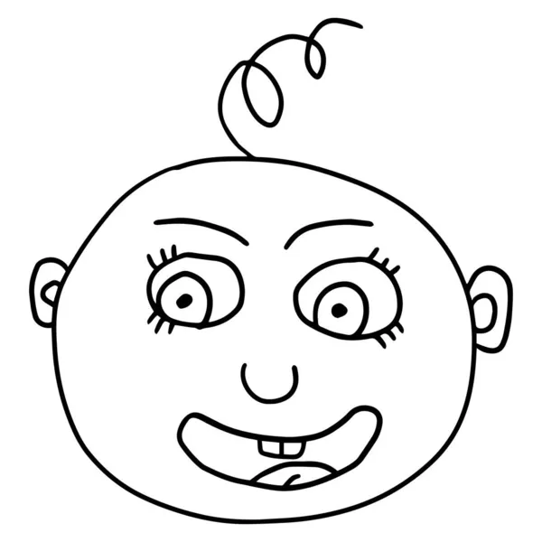 Cartoon Strony Rysowane Doodle Baby Girl Szczęśliwy Twarz — Wektor stockowy