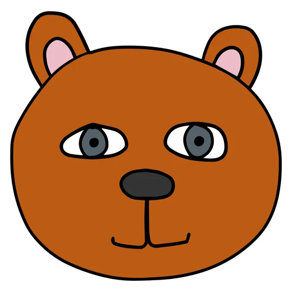 Karikatur Handgezeichnet Doodle Bear Gesicht Kopf — Stockvektor