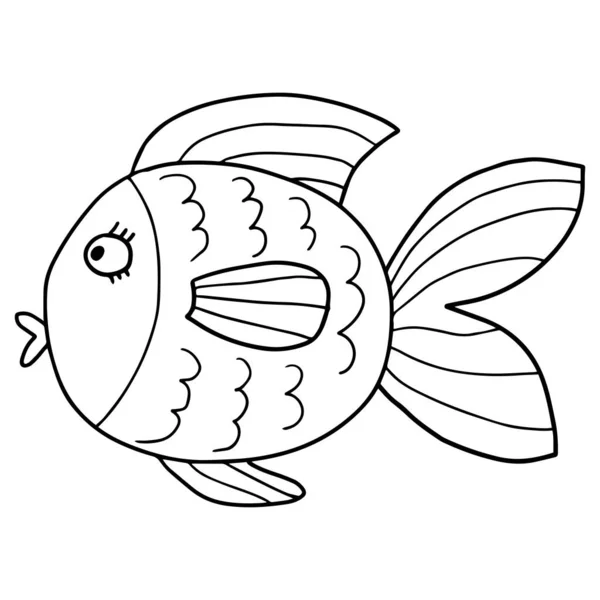 Cute Kreskówki Ręcznie Rysowane Doodle Złota Ryba — Wektor stockowy