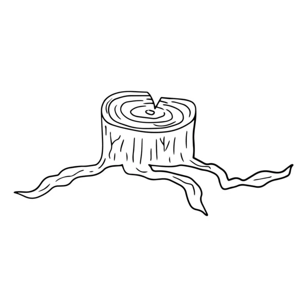 Κινούμενα Σχέδια Χέρι Doodle Κούτσουρο Ρίζες — Διανυσματικό Αρχείο