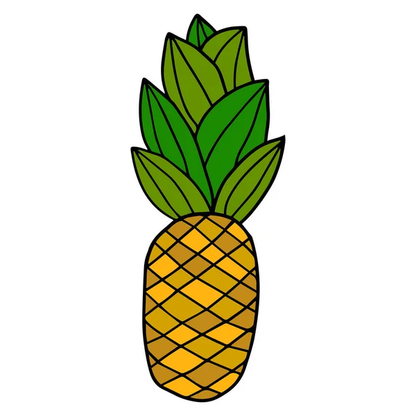Caricature Dessinée Main Ananas Doodle — Image vectorielle