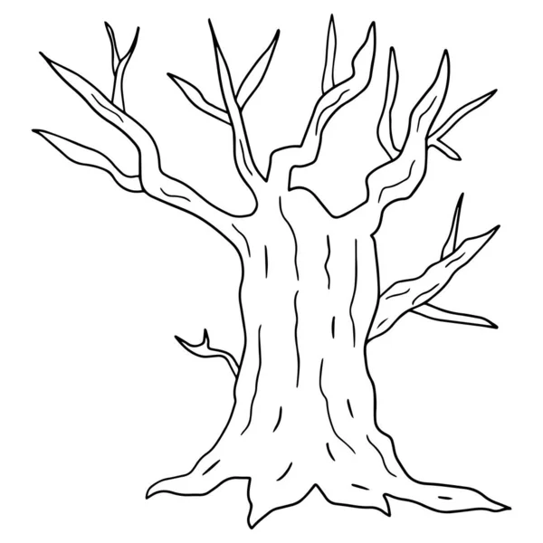 Caricature Dessinée Main Doodle Vieil Arbre Vecteur En Vente