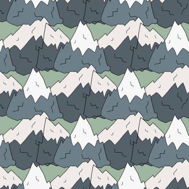Karikatür karalama dağları kusursuz desen. Doğa arkaplanı.