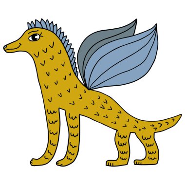 Çizgi film fantezi karalama uzaylı hayvan beyaz arka planda izole. Mutlu canavar.. 