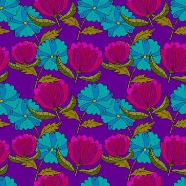 Bukleli ve pürüzsüz desenli soyut renkli karalama çiçeği. Fantezi çiçekli arka plan. 