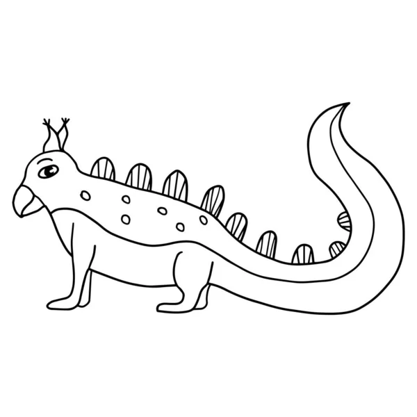 Cartoon Fantasy Doodle Alien Animal Isolated White Background Doodle Happy — Stock vektor