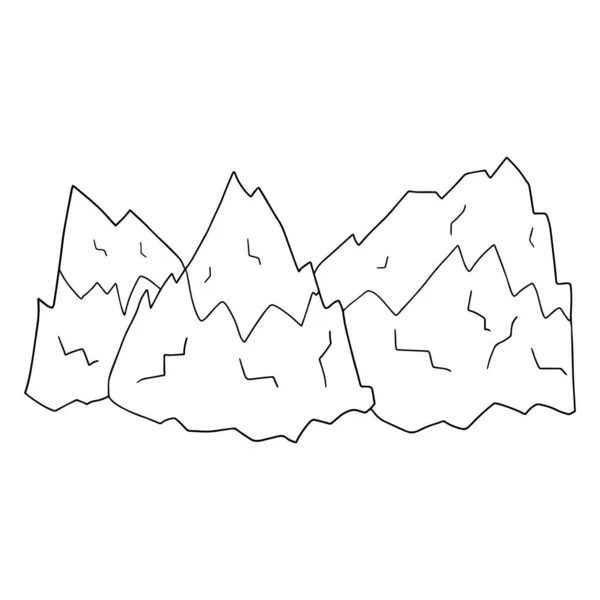 Cartoon Doodle Montagne Isolate Sfondo Bianco — Vettoriale Stock