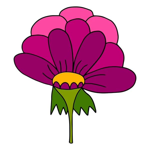 Flor Dibujos Animados Doodle Fantasía Colorido Aislado Sobre Fondo Blanco — Vector de stock