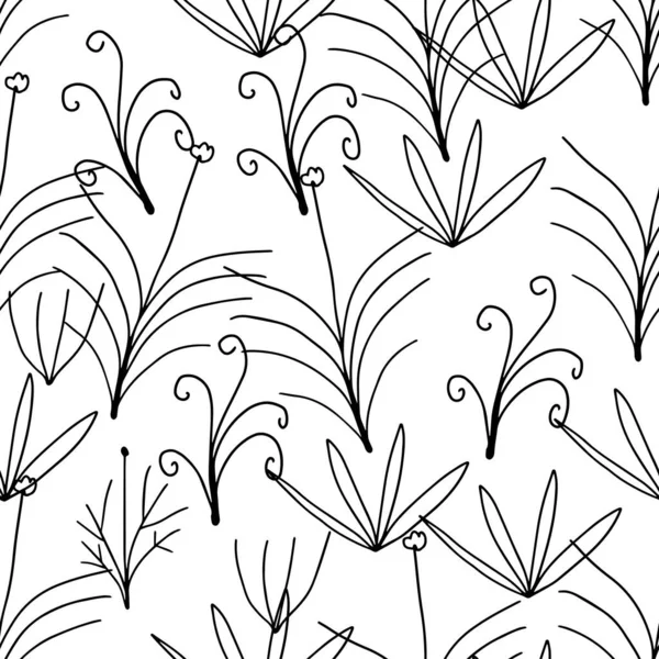 Abstrakte Bunte Doodle Blume Mit Locken Nahtlosen Muster Fantasie Floraler — Stockvektor