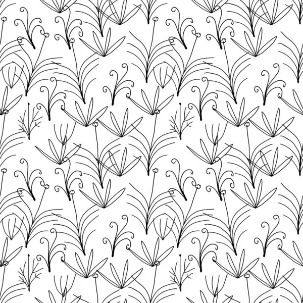 Abstrakte Bunte Doodle Blume Mit Locken Nahtlosen Muster Fantasie Floraler — Stockvektor