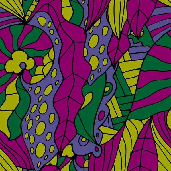 Abstract Colorful Doodle Seamless Pattern Fantasy Art Background Messy Shapes — ストックベクタ