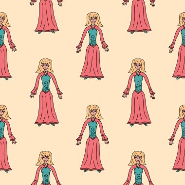 Tarihe geçmiş kusursuz elbiseli mutlu genç bayan. Hippi ya da boho tarzı elbiseler..