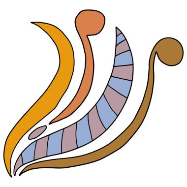 Soyut karalama karikatür çiçek ayırıcısı beyaz arkaplanda izole edilmiş. Bukleli filizler.