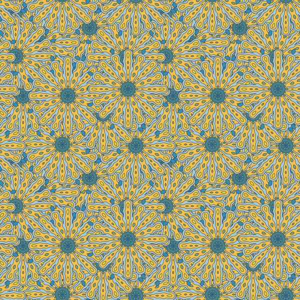 Abstraktes Nahtloses Muster Mit Mandalablüte Mosaik Fliese Floraler Hintergrund — Stockvektor