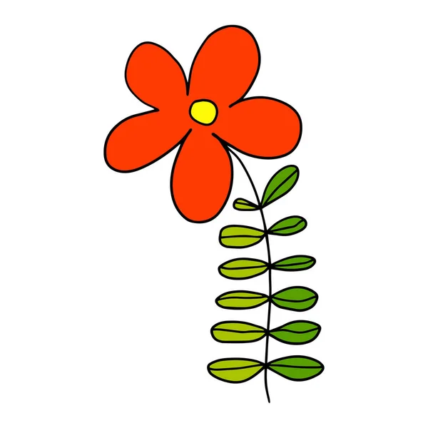 Kleurrijke Fantasie Doodle Cartoon Bloem Geïsoleerd Witte Achtergrond — Stockvector