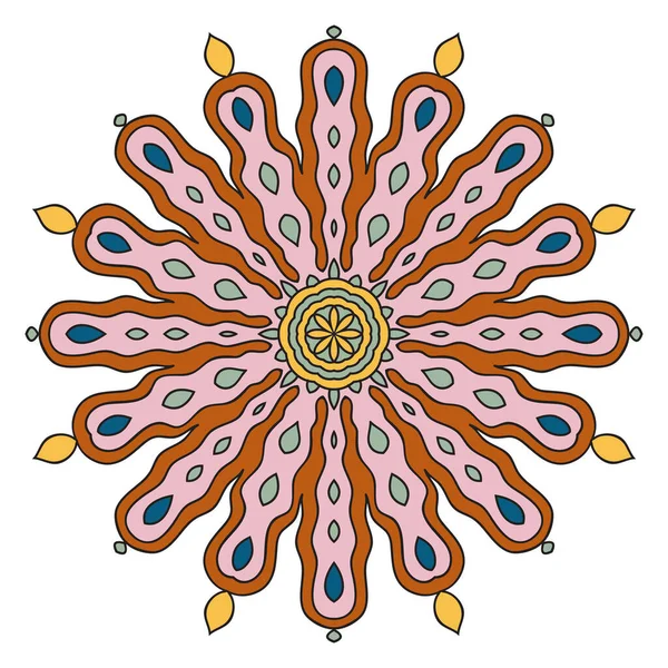 Leuke Mandala Decoratieve Ronde Doodle Bloem Geïsoleerd Witte Achtergrond Geometrische Stockvector
