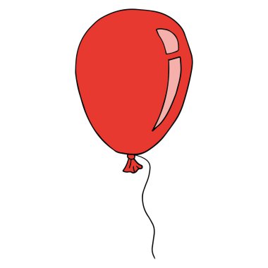 Hava balonu beyaz arka planda izole edildi. Çocuksu biçim simgesi.