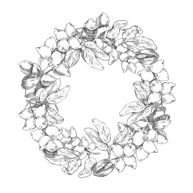 El yapımı şam fıstığı çekirdekleri, kabuk, çelenk