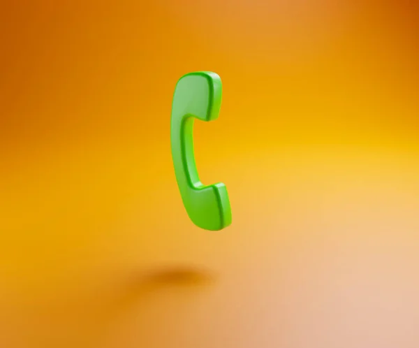 Der Hörer Ist Grün Auf Orangefarbenem Hintergrund Illustration — Stockfoto