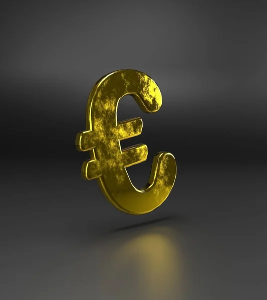 Arany Euro Közelkép Jele Illusztráció — Stock Fotó