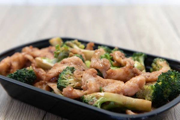 Deliziosa Ciotola Broccoli Pollo Miscelato Pasto Cinese Fast Food Appositamente — Foto Stock