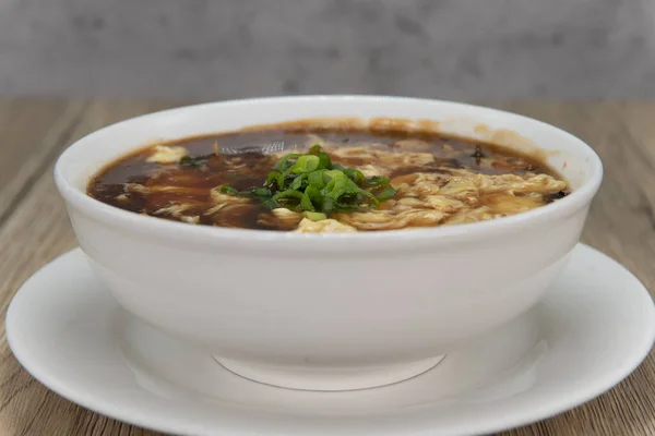 Cuenco Picante Generoso Sopa Agria Caliente Para Una Comida China — Foto de Stock
