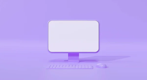 Maken Illustratie Van Muis Laptop Computerscherm Paarse Achtergrond Abstract Moderne — Stockfoto