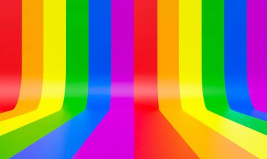 LGBT gökkuşağı arka plan soyut renkli tasarım stüdyo odası renginde. Toplumun gurur sembolü bayrak arkaplanının 3D çizimi.