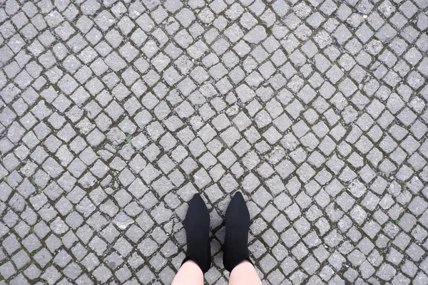 High Heel Boots Woman Street Walking Spring Autumn City Lifestyle — Stock Fotó