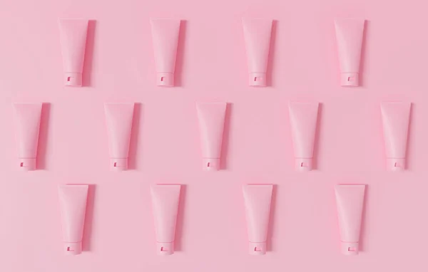 Blank Product Rendering Illustration Pastel Pink Cosmetic Bottle Top View — Foto de Stock