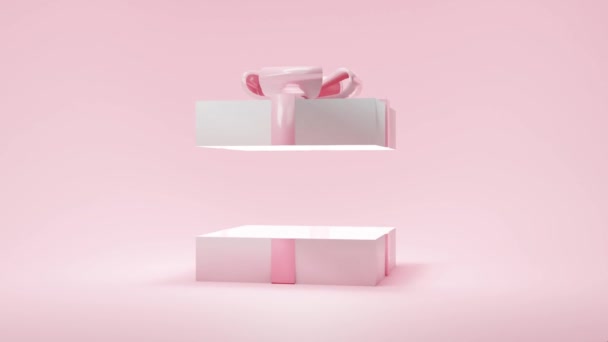 Animaatio Yllätys Laatikko Lahja Pyörivä Avaaminen Syntymäpäiväjuhlat Pastelli Vaaleanpunainen Hyvää — kuvapankkivideo