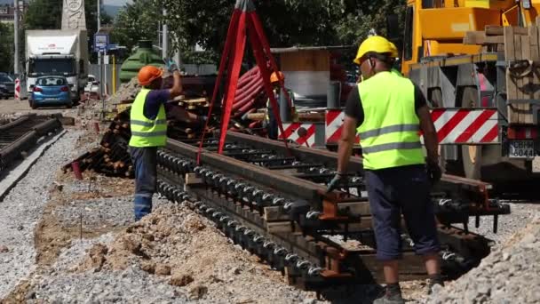 Xcavator Demole Construcción Hormigón Armado Edificio Antiguo — Vídeo de stock