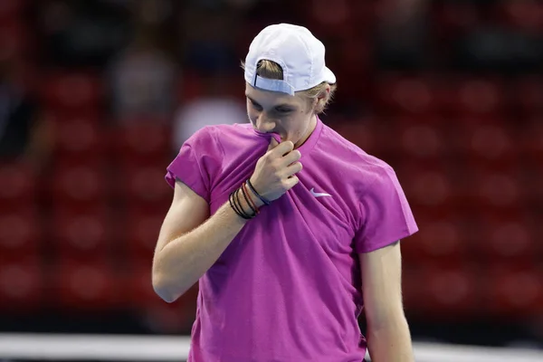 Sofia Bulgária Novembro 2020 Denis Shapovalov Canadá Reage Durante Seu — Fotografia de Stock