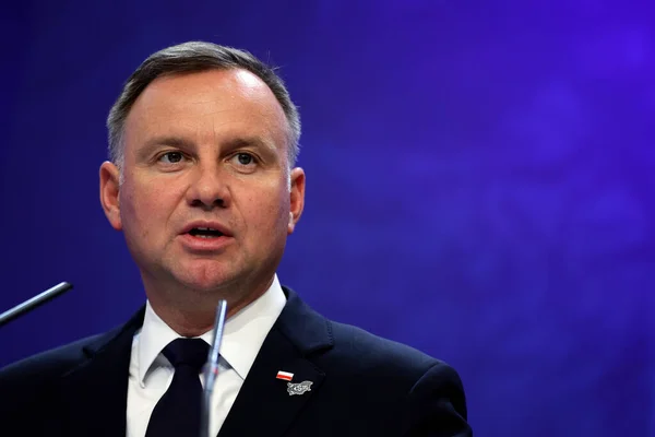 Sofia Bulgaria Juli 2021 Republikken Polens President Andrzej Duda Deltar – stockfoto