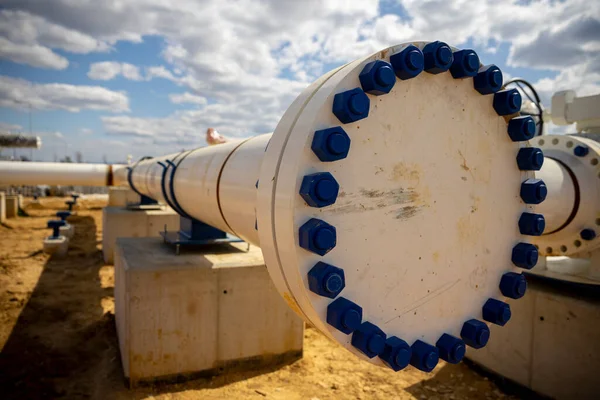 Construction site of an interconnected natural gas transmission pipeline. Highly integrated network that moves natural gas. Connection point between the transmission company and the receiving party.