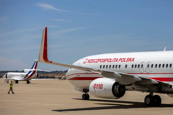 Madrid Spain June 2022 Government Airplane Poland Seen Landed Torrejon — Zdjęcie stockowe