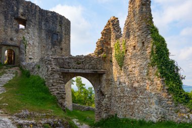 Dorneck Bölgesi, Dorneck Kalesi, Ruine Dorneck Kalesi 'ndeki harap olmuş taş savunma kalesinin panoraması.