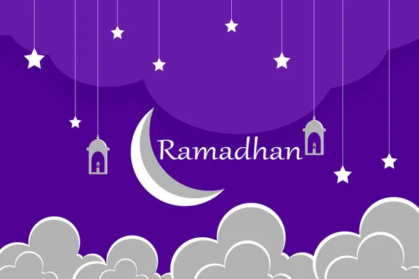 Latar Belakang Ramadhan Telah Tiba Dalam Warna Ungu - Stok Vektor