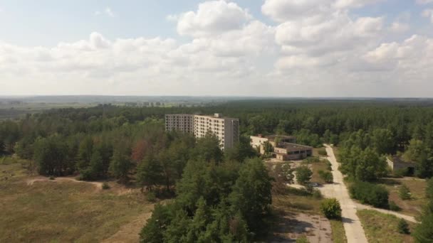 Aerial Город Призрак Орбиты Годах Века Должен Стать Городом Спутником — стоковое видео