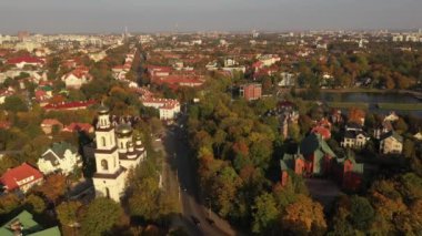 Kaliningrad 'daki Büyük Şehit Catherine Tapınağı, bir dronun manzarası.