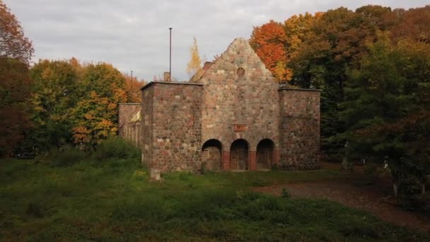 Παλιά Εγκαταλελειμμένη Εκκλησία Mennonite Στην Πόλη Neman Ρωσία Θέα Από — Αρχείο Βίντεο